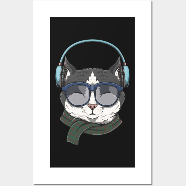 Cat Wearing Sunglasses Wall Art by Raja2021